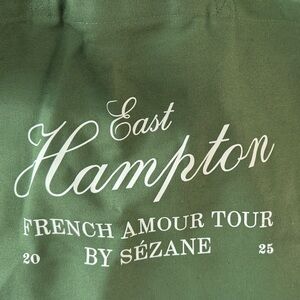 Sézane Olive Green Tote with White Script